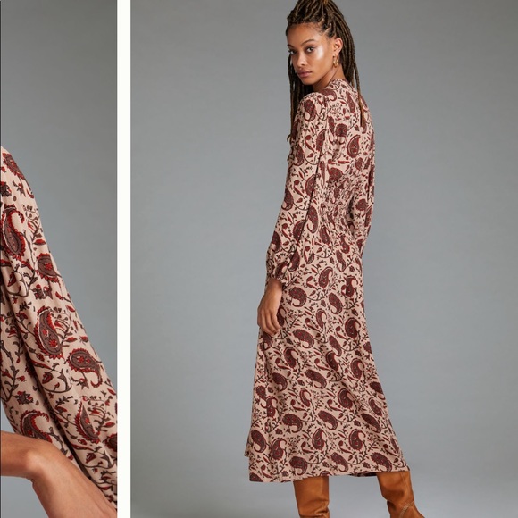 Anthropologie Lusana Puff-Sleeved Maxi Dress - Picture 2 of 9